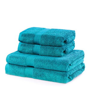 Tyrkysové froté bavlněné ručníky a osušky v sadě 4 ks Marina – DecoKing