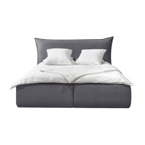 Tmavě šedá čalouněná dvoulůžková postel s úložným prostorem s roštem 160x200 cm Jade – Bobochic Paris