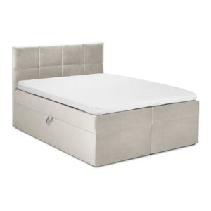 Béžová boxspring postel s úložným prostorem 200x200 cm Mimicry – Mazzini Beds