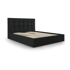 Černá čalouněná dvoulůžková postel s úložným prostorem s roštem 180x200 cm Nerin – Mazzini Beds