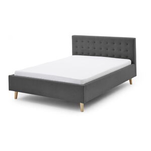 Šedá čalouněná dvoulůžková postel 140x200 cm Paros - Meise Möbel