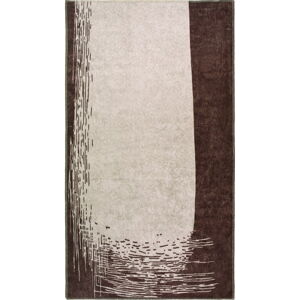 Tmavě hnědo-krémový pratelný koberec 230x160 cm - Vitaus