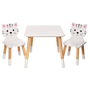 bHome Dětský stůl s židlemi Kočička DSBH1389