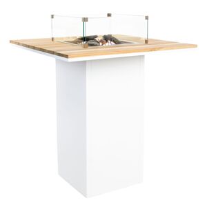 COSI Stůl s plynovým ohništěm COSI- Cosiloft barový stůl bílý rám / deska teak