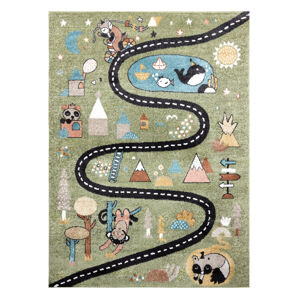 Dywany Łuszczów Dětský kusový koberec Fun Route Street animals green 80x150 cm