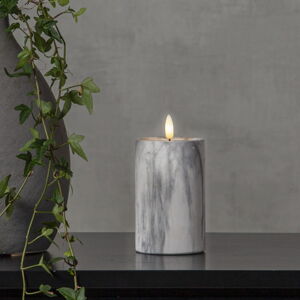 Šedo-bílá betonová LED svíčka Star Trading Flamme Marble, výška 15 cm