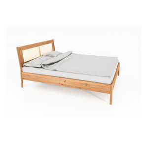 Dvoulůžková postel z dubového dřeva s ratanovým čelem 140x200 cm Pola - The Beds