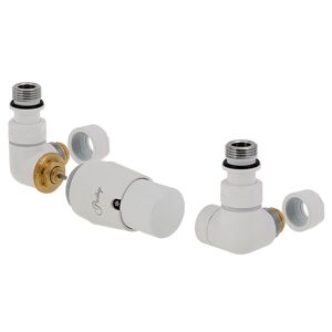 HS Vision - připojovací armatura pro spodní krajní, rozdělené připojení s termostatickou hlavicí nalevo - bílá barva (Matice pro Cu 15 mm)