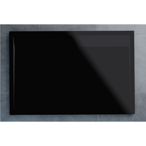 SanSwiss Ila Wiq sprchová vanička černý granit 900x900 mm s černým matným krytem odtoku 06154