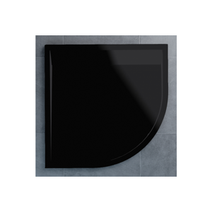 SanSwiss Ila Wir sprchová vanička černý granit 800x800 mm s černým matným krytem odtoku 06154