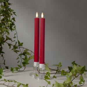 LED svíčka 2 ks výška 25 cm Star Trading Flamme Stripe - červené
