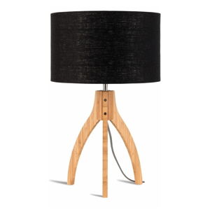 Stolní lampa s černým stínidlem a konstrukcí z bambusu Good&Mojo Annapurna