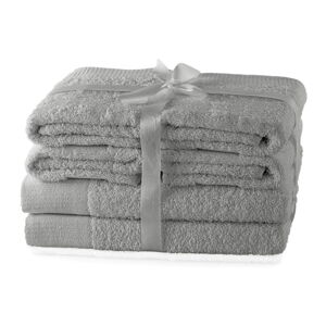 Šedé froté bavlněné ručníky a osušky v sadě 6 ks Amari – AmeliaHome
