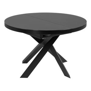 Černý kulatý rozkládací jídelní stůl se skleněnou deskou ø 160 cm Vashti – Kave Home