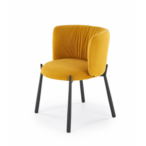 Jídelní židle LEMTA — kov, látka, žlutá