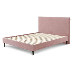 Růžová čalouněná dvoulůžková postel s roštem 180x200 cm Anja – Bobochic Paris
