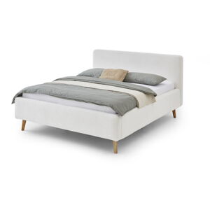 Bílá čalouněná dvoulůžková postel s úložným prostorem s roštem 160x200 cm Mattis - Meise Möbel
