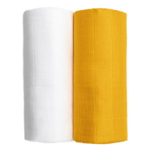 Sada 2 bavlněných osušek v bílé a žluté barvě T-TOMI Tetra, 90 x 100 cm