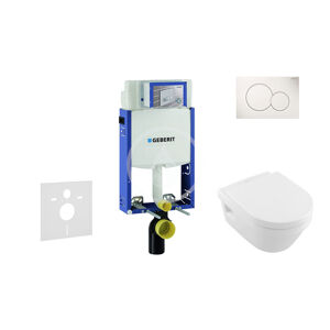 Geberit Kombifix Modul pro závěsné WC s tlačítkem Sigma01, alpská bílá + Villeroy Boch - WC a sedátko, DirectFlush, SoftClose, CeramicPlus 110.302.00.5 NB1