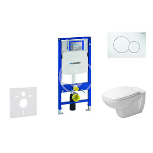 Geberit Duofix Modul pro závěsné WC s tlačítkem Sigma01, alpská bílá + Duravit D-Code - WC a sedátko, Rimless, SoftClose 111.300.00.5 NH1