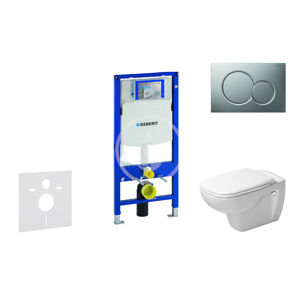 Geberit Duofix Modul pro závěsné WC s tlačítkem Sigma01, matný chrom + Duravit D-Code - WC a sedátko, Rimless, SoftClose 111.300.00.5 NH3