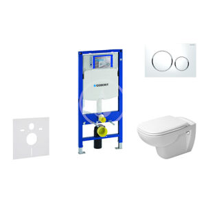 Geberit Duofix Modul pro závěsné WC s tlačítkem Sigma20, bílá/lesklý chrom + Duravit D-Code - WC a sedátko, Rimless, SoftClose 111.300.00.5 NH4
