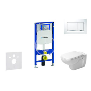 Geberit Duofix Modul pro závěsné WC s tlačítkem Sigma30, bílá/lesklý chrom + Duravit D-Code - WC a sedátko, Rimless, SoftClose 111.300.00.5 NH5