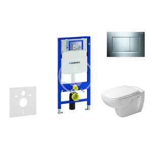 Geberit Duofix Modul pro závěsné WC s tlačítkem Sigma30, lesklý chrom/chrom mat + Duravit D-Code - WC a sedátko, Rimless, SoftClose 111.300.00.5 NH6