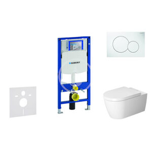 Geberit Duofix Modul pro závěsné WC s tlačítkem Sigma01, alpská bílá + Duravit ME by Starck - WC a sedátko, Rimless, SoftClose 111.300.00.5 NM1