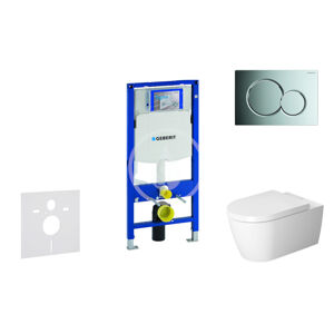 Geberit Duofix Modul pro závěsné WC s tlačítkem Sigma01, lesklý chrom + Duravit ME by Starck - WC a sedátko, Rimless, SoftClose 111.300.00.5 NM2