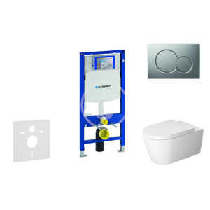Geberit Duofix Modul pro závěsné WC s tlačítkem Sigma01, matný chrom + Duravit ME by Starck - WC a sedátko, Rimless, SoftClose 111.300.00.5 NM3