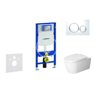 Geberit Duofix Modul pro závěsné WC s tlačítkem Sigma20, bílá/lesklý chrom + Duravit ME by Starck - WC a sedátko, Rimless, SoftClose 111.300.00.5 NM4
