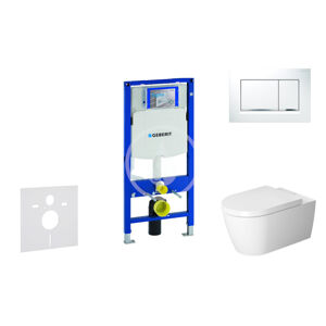 Geberit Duofix Modul pro závěsné WC s tlačítkem Sigma30, bílá/lesklý chrom + Duravit ME by Starck - WC a sedátko, Rimless, SoftClose 111.300.00.5 NM5