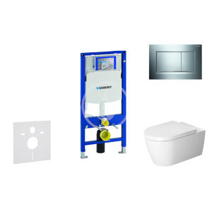 Geberit Duofix Modul pro závěsné WC s tlačítkem Sigma30, lesklý chrom/chrom mat + Duravit ME by Starck - WC a sedátko, Rimless, SoftClose 111.300.00.5 NM6