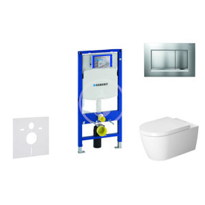 Geberit Duofix Modul pro závěsné WC s tlačítkem Sigma30, matný chrom/chrom + Duravit ME by Starck - WC a sedátko, Rimless, SoftClose 111.300.00.5 NM7