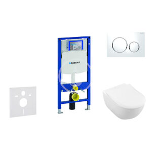 Geberit Duofix Modul pro závěsné WC s tlačítkem Sigma20, bílá/lesklý chrom + Villeroy Boch - WC a sedátko, DirectFlush, SoftClose, CeramicPlus 111.300.00.5 NI4