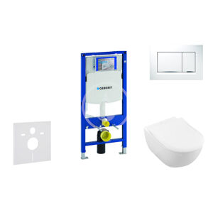 Geberit Duofix Modul pro závěsné WC s tlačítkem Sigma30, bílá/lesklý chrom + Villeroy Boch - WC a sedátko, DirectFlush, SoftClose, CeramicPlus 111.300.00.5 NI5