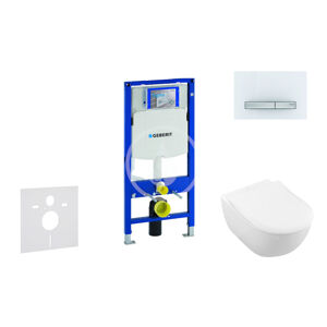Geberit Duofix Modul pro závěsné WC s tlačítkem Sigma50, alpská bílá + Villeroy Boch - WC a sedátko, DirectFlush, SoftClose, CeramicPlus 111.300.00.5 NI8