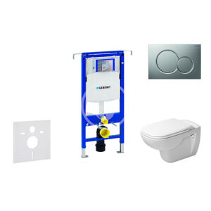 Geberit Duofix Modul pro závěsné WC s tlačítkem Sigma01, matný chrom + Duravit D-Code - WC a sedátko, Rimless, SoftClose 111.355.00.5 NH3