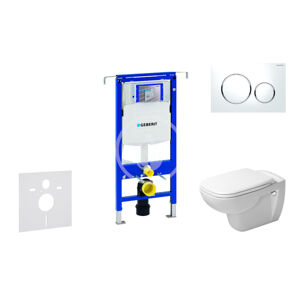 Geberit Duofix Modul pro závěsné WC s tlačítkem Sigma20, bílá/lesklý chrom + Duravit D-Code - WC a sedátko, Rimless, SoftClose 111.355.00.5 NH4