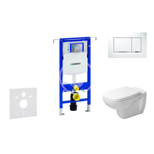 Geberit Duofix Modul pro závěsné WC s tlačítkem Sigma30, bílá/lesklý chrom + Duravit D-Code - WC a sedátko, Rimless, SoftClose 111.355.00.5 NH5