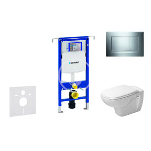 Geberit Duofix Modul pro závěsné WC s tlačítkem Sigma30, lesklý chrom/chrom mat + Duravit D-Code - WC a sedátko, Rimless, SoftClose 111.355.00.5 NH6