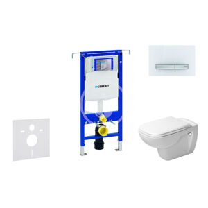 Geberit Duofix Modul pro závěsné WC s tlačítkem Sigma50, alpská bílá + Duravit D-Code - WC a sedátko, Rimless, SoftClose 111.355.00.5 NH8