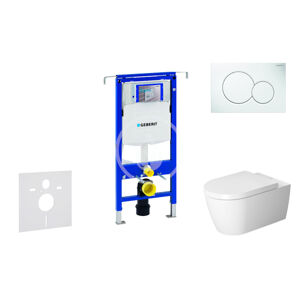 Geberit Duofix Modul pro závěsné WC s tlačítkem Sigma01, alpská bílá + Duravit ME by Starck - WC a sedátko, Rimless, SoftClose 111.355.00.5 NM1