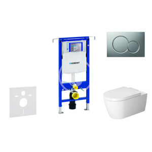 Geberit Duofix Modul pro závěsné WC s tlačítkem Sigma01, matný chrom + Duravit ME by Starck - WC a sedátko, Rimless, SoftClose 111.355.00.5 NM3