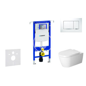 Geberit Duofix Modul pro závěsné WC s tlačítkem Sigma30, bílá/lesklý chrom + Duravit ME by Starck - WC a sedátko, Rimless, SoftClose 111.355.00.5 NM5