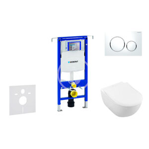 Geberit 111.355.00.5 NI4 - Modul pro závěsné WC s tlačítkem Sigma20, bílá/lesklý chrom + Villeroy Boch - WC a sedátko, DirectFlush, SoftClose, CeramicPlus