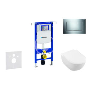 Geberit 111.355.00.5 NI6 - Modul pro závěsné WC s tlačítkem Sigma30, lesklý chrom/chrom mat + Villeroy Boch - WC a sedátko, DirectFlush, SoftClose, CeramicPlus