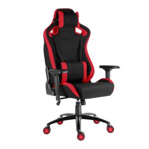 Herní židle IRON XXL — látka, černá / červená, nosnost 140 kg