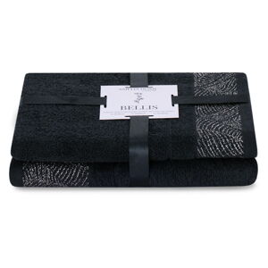 Černé froté bavlněné ručníky a osušky v sadě 2 ks Bellis – AmeliaHome